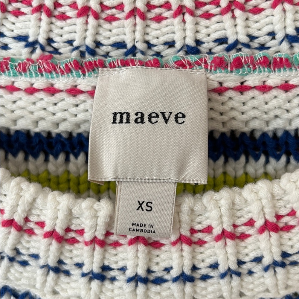 Maeve Multicolor Knit Striped Chunky Sweater XS - Picture 3 of 6